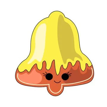 Cute drawn cartoon gingerbread in the shape of bell Illustrazione stock