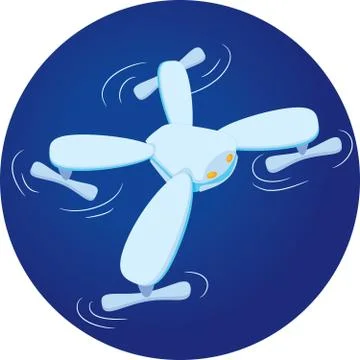 Cute Drone flat  illustration. Smiling quadrocopter Illustrazione stock