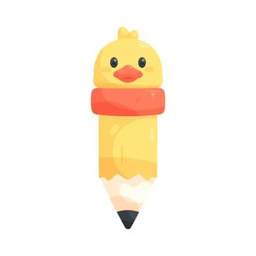 Cute duck shaped pencil Stock Illustration