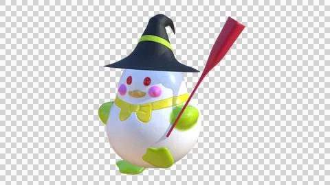 Cute duck use witch hat for halloween celebration, Cartoon duck wearing wizard Stock Illustration