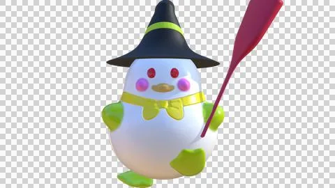 Cute duck use witch hat for halloween celebration, Cartoon duck wearing wizard Stock Illustration