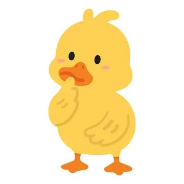 Cute Duckling Thinking With Curious Expression Stock Illustration