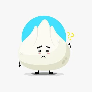 Cute dumpling character confused Stock Illustration