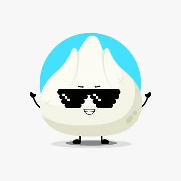 Cute dumpling character wearing pixel glasses Stock Illustration
