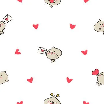 Cute dumplings characters. Seamless pattern. Illustrazione stock