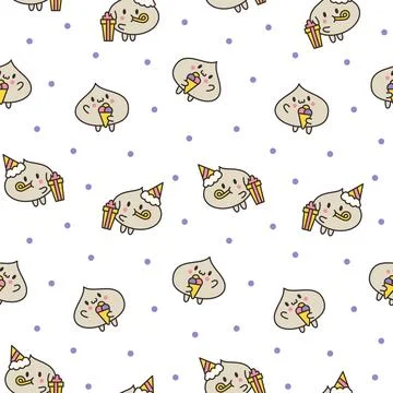 Cute dumplings characters. Seamless pattern. Illustrazione stock