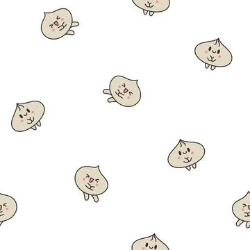 Cute dumplings characters. Seamless pattern. Illustrazione stock