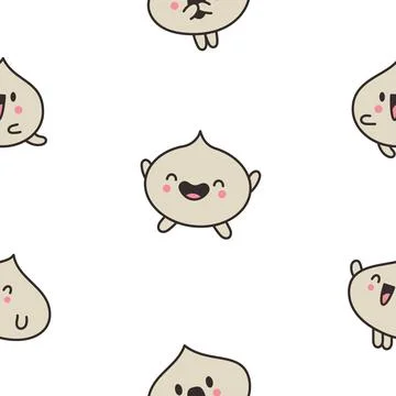 Cute dumplings characters. Seamless pattern. Illustrazione stock