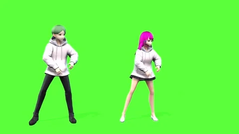 Cute Duo Young Anime Dance in Park Stock Footage 320599092
