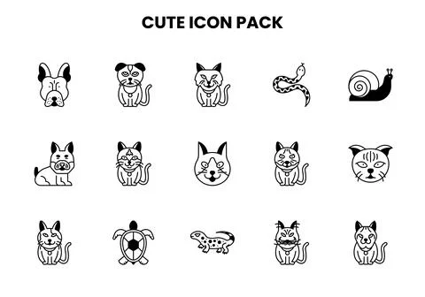 Cute DuoTone Vector Icons Pack Stock Illustration