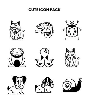 Cute DuoTone Vector Icons Pack Stock Illustration