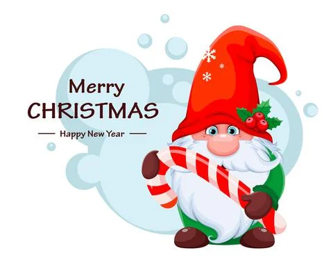Cute dwarf in red hat cartoon character Stock Illustration