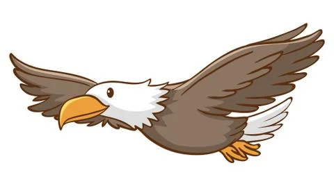 Cute eagle flying on white background Stock Illustration