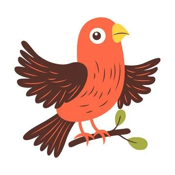 Cute Eagle Hawk Falcon Bird Animal Cartoon Character Flapping Wings on Tree.. 스톡 일러스트