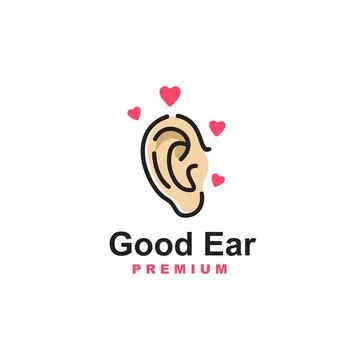 Cute ear logo vector icon illustration with love Stock Illustration