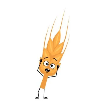Cute ear of wheat character with panic emotions Stock Illustration