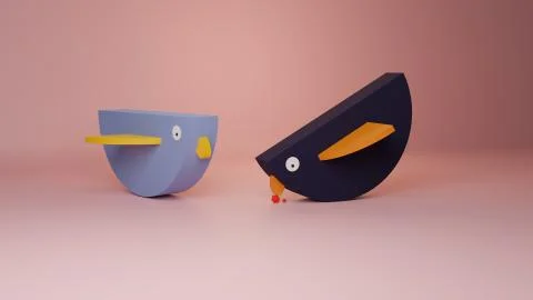 Cute Early Bird with Wings - 3D illustration Stock Illustration