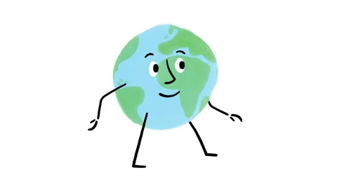 Cute Earth Atlantic Map Character Walking 4K-Horizontal Animated Video 스톡 동영상 325086368