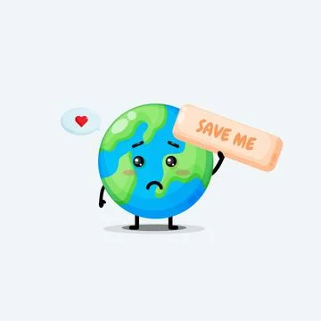 Cute earth character asking to be saved Stock Illustration