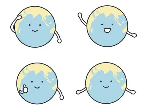 A cute earth character with an expression of understanding, like, or good. Stock Illustration