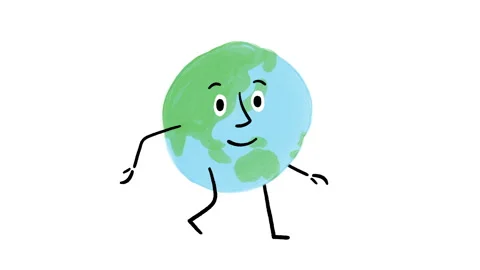 Cute Earth East Map Character Walking 4K Horizontal Animation 스톡 동영상 325086271