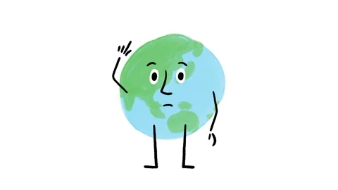 Cute Earth EastMap Character Asking Questions 4K Horizontal Animated Video Loop Stock Footage 325084462