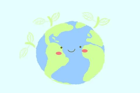 Cute Earth planet character Stock Illustration