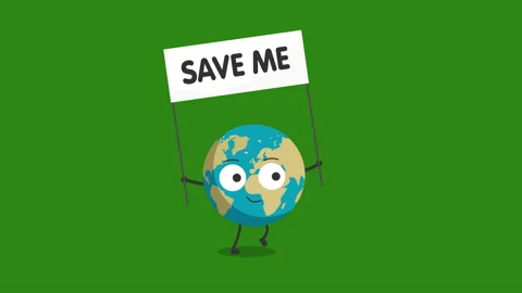 cute earth with save me sign concept Ani... | Stock Video | Pond5