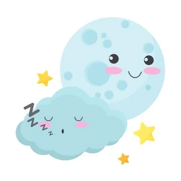 Cute earth with sleeping cloud Stock Illustration