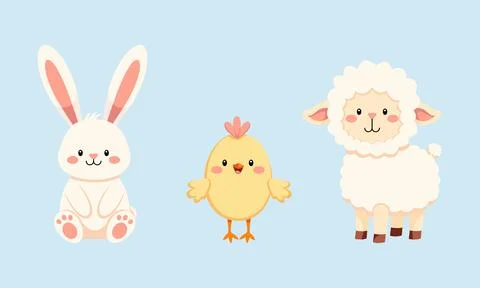 Cute Easter Animals Stock Illustration