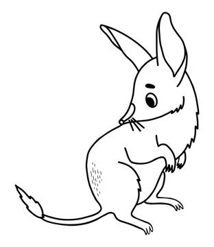 Cute Easter bilby in egg. Australian animal. Linear, outline drawing, coloring Illustrazione stock