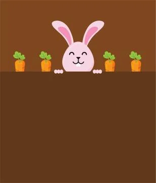 Cute Easter bunnies happy Easter sign- Vector Stock Illustration