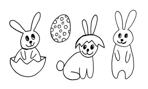 Cute Easter bunnies Stock Illustration