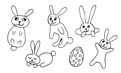 Cute Easter bunnies Stock Illustration