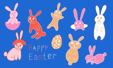 Cute Easter bunnies Stock Illustration
