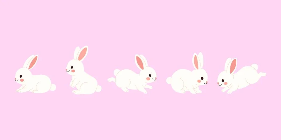 Cute Easter bunnies set. Hand drawn vector illustration of easter chracter. For Stock Illustration
