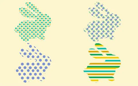 Cute Easter Bunnies.Happy Easter.Set.Pattern seamless Stock Illustration