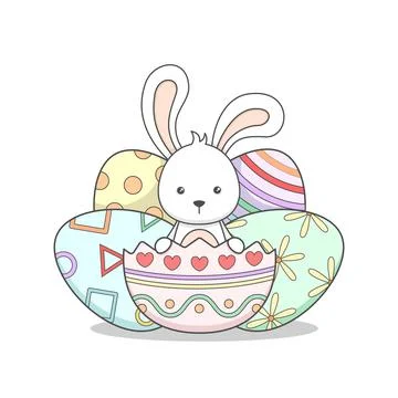 Cute Easter Bunny And Eggs Stock Illustration