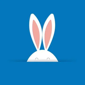 Cute Easter bunny in blue background vector illustration. Illustrazione stock