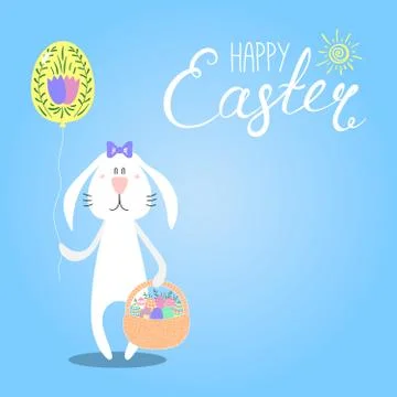 Cute Easter bunny card イラスト素材