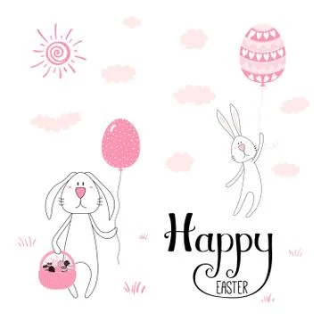 Cute Easter bunny card Illustrazione stock
