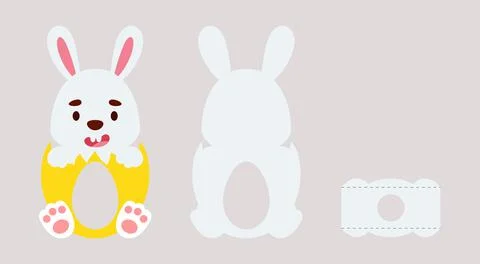 Cute easter bunny chocolate egg holder. Retail paper box for the easter egg.  스톡 일러스트