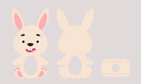 Cute easter bunny chocolate egg holder. Printable color scheme. Print, cut ou Stock Illustration
