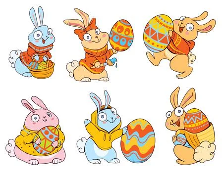 Cute Easter Bunny. Colorful cartoon characters Stock Illustration