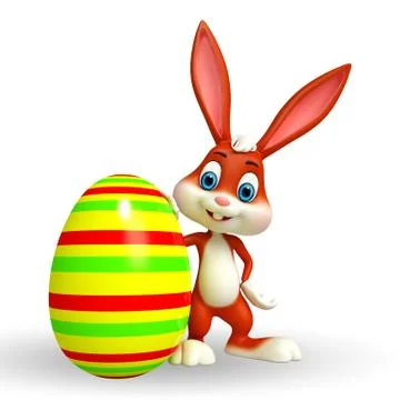 Cute easter bunny with colorful eggs Stock Illustration