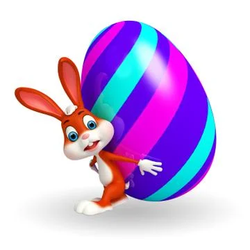 Cute easter bunny with colorful eggs Stock Illustration