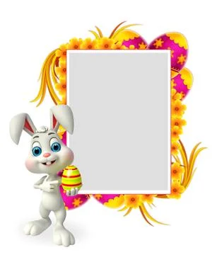 Cute easter bunny with colorful eggs Stock Illustration