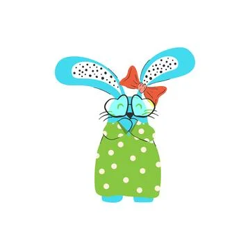Cute Easter Bunny Couple in Hearts Hand Drawn Doodle Vector Illustration Illustrazione stock