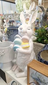 Cute easter bunny decor in pastel colors Stock Photos