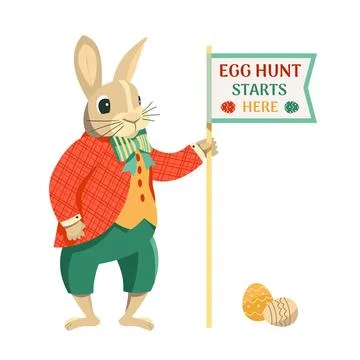 Cute Easter bunny design for Egg hunt decoration Stock Illustration